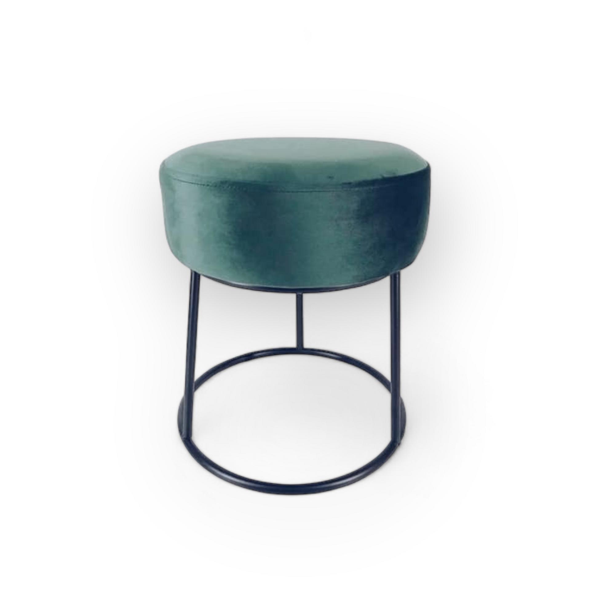 Пуф-табурет велюр смарагд на металевій основі PF-020