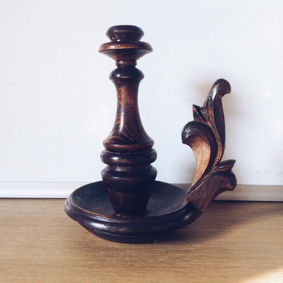 Підсвічник різний на 1 свічку з ручкою дерево CA-086