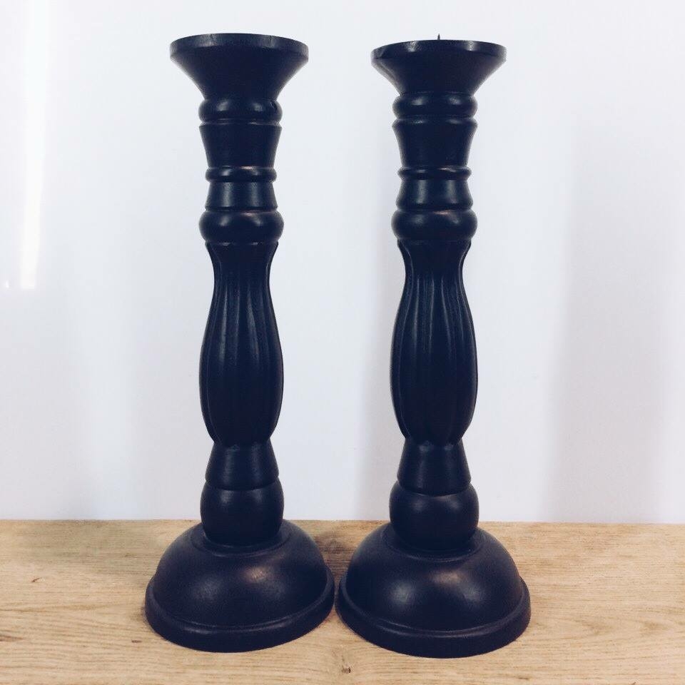 Підсвічник на 1 свічку фігурний чорний дерево CA-080