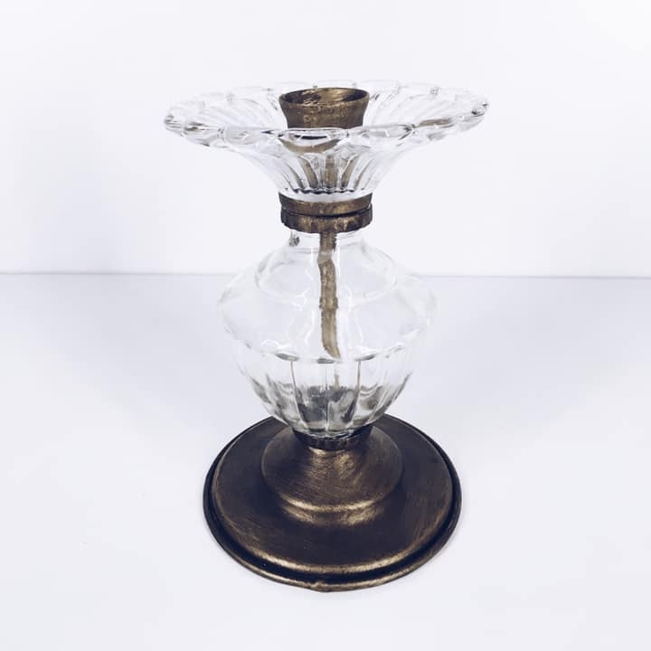 Підсвічник у вінтажному стилі скло/метал бронза CA-020