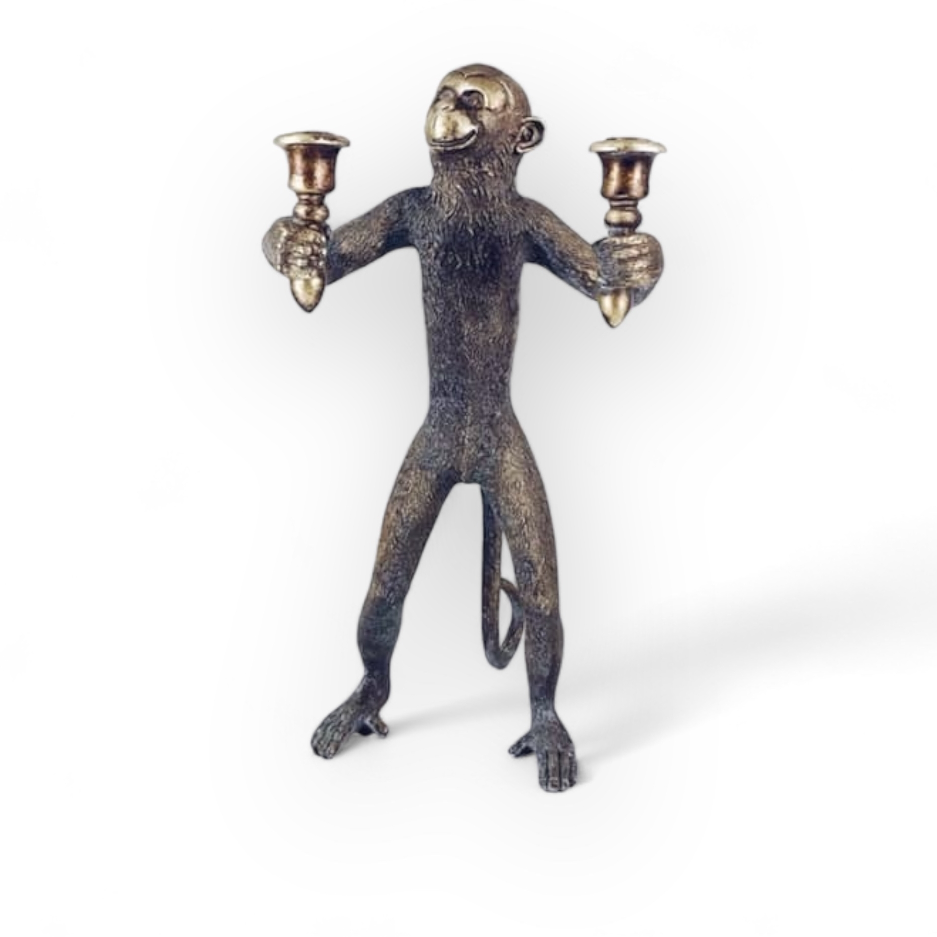 Канделябр Мавпа велика на 2 свічки метал золото CA-008