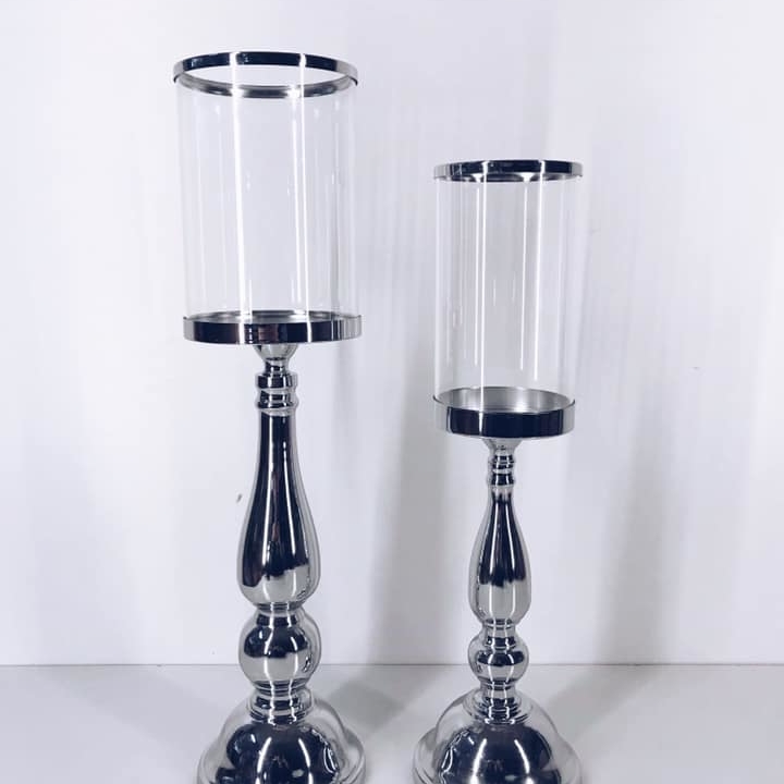 Підсвічник з колбою метал хром/скло CA-001