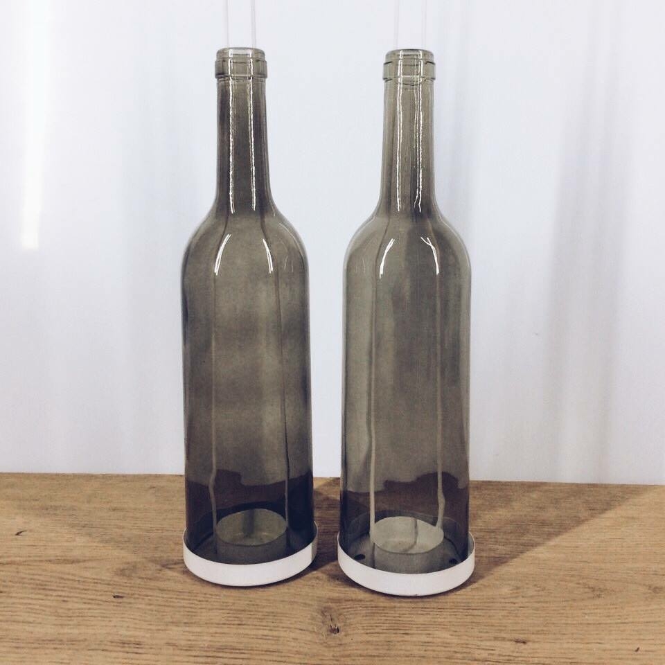 Підсвічник-пляшка скло/метал коричневий CS-054