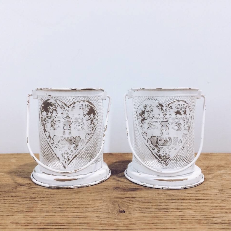 Підсвічник метал білий ажурний малий CS-049