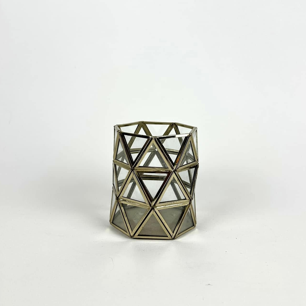 Підсвічник-флораріум скло/метал золото CS-050