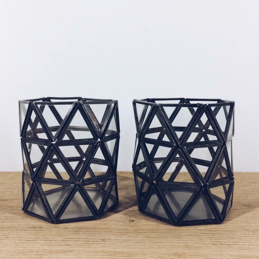 Підсвічник-флораріум скло/метал чорний CS-051