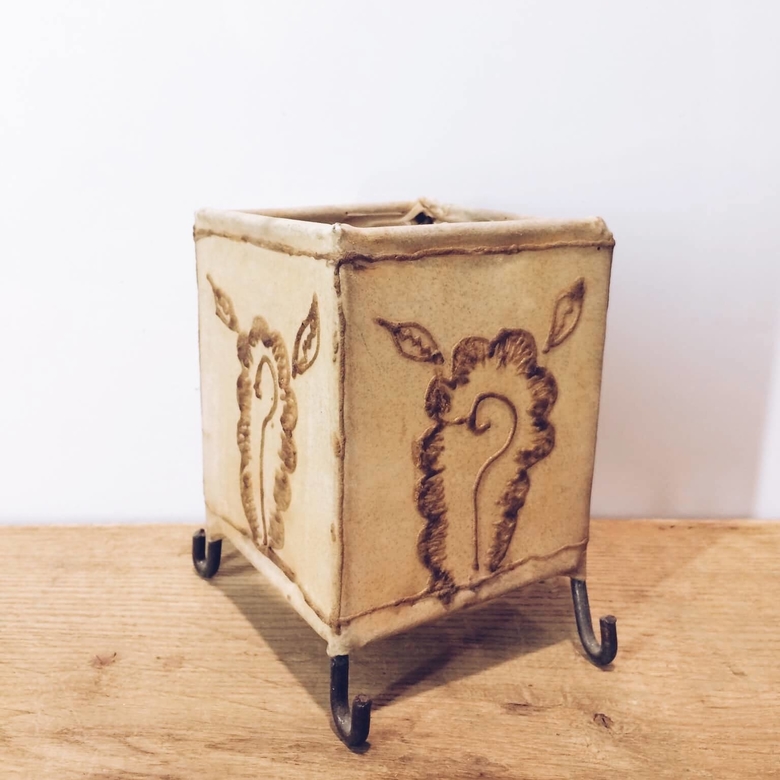 Підсвічник малий мароканьский метал/шкіра CS-011