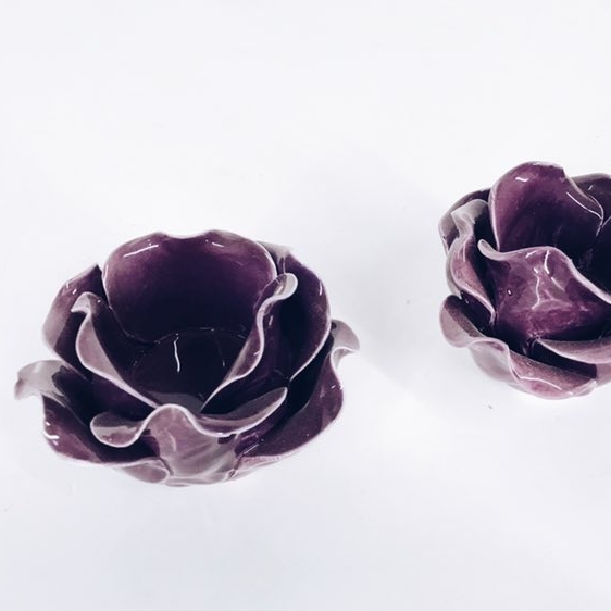 Підсвічник Троянда кераміка фіолет CS-005