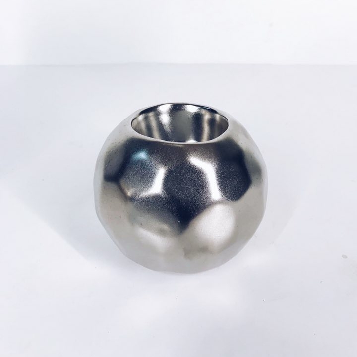 Підсвічник куля полігональна срібло кераміка CS-003