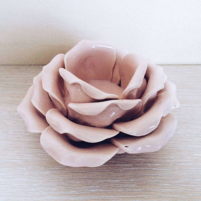 Підсвічник троянда рожевий, кераміка CS-017