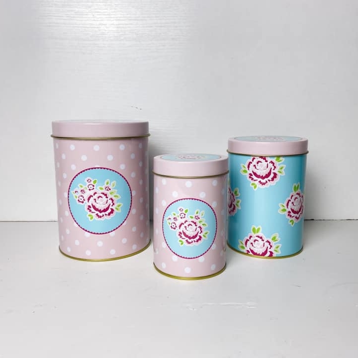 Банки для печива метал рожевий набір 3 шт KB-008