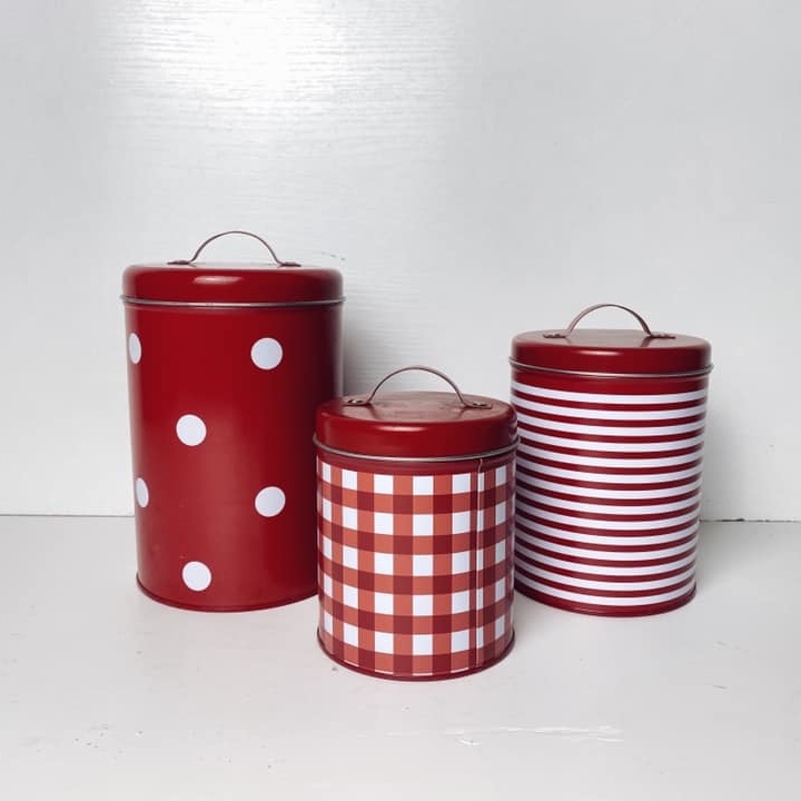 Банки для печива метал червоний набір 3 шт KB-009