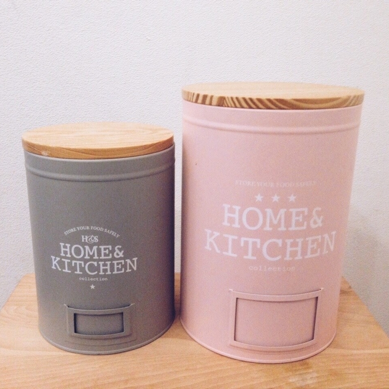 Банка для печива метал/дерево рожевий/сірий KB-011