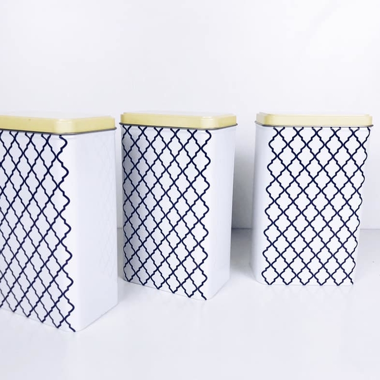 Банка для сипучих прямокутна метал орнамент KB-021