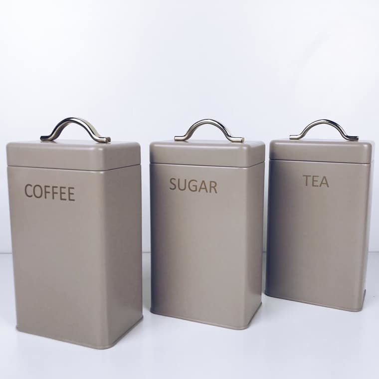 Банка для сипучих прямокутна метал беж KB-020