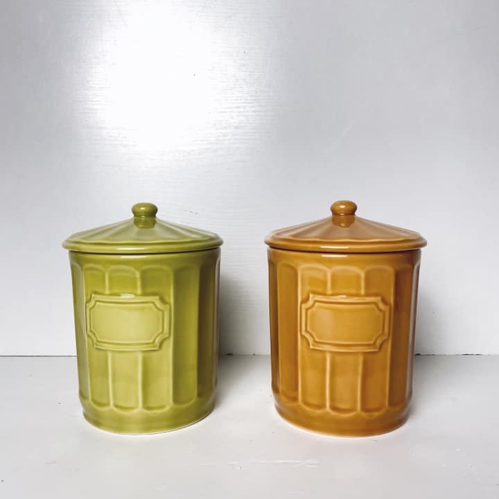 Банка для сипучих кераміка оранж/олив KB-022