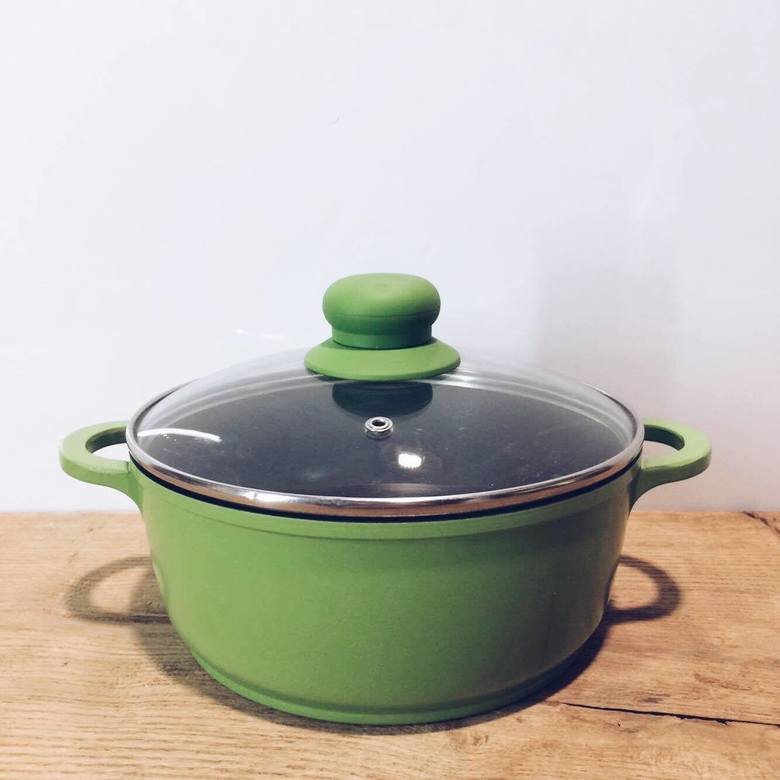 Каструля з кришкою емаль зелена KH-058