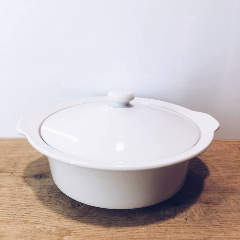 Каструля біла з кришкою кераміка KH-062