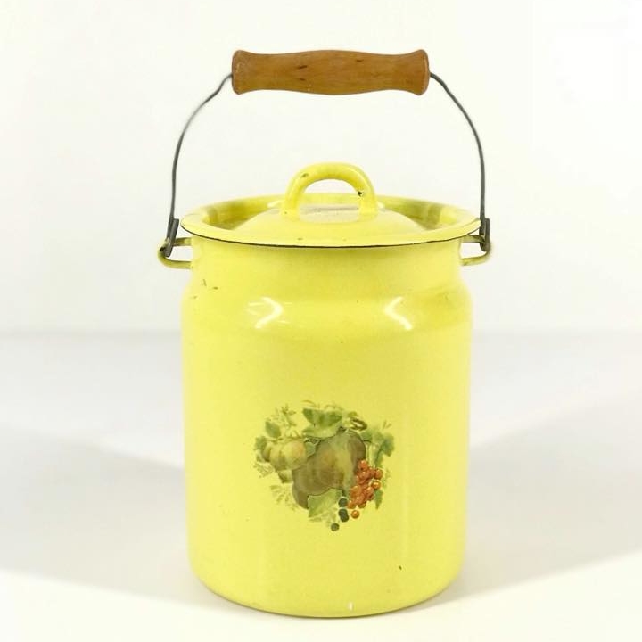 Бідончик емальований  жовтий вінтаж FK-001