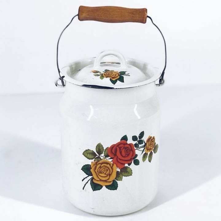 Бідончик емальований  білий вінтаж FK-002