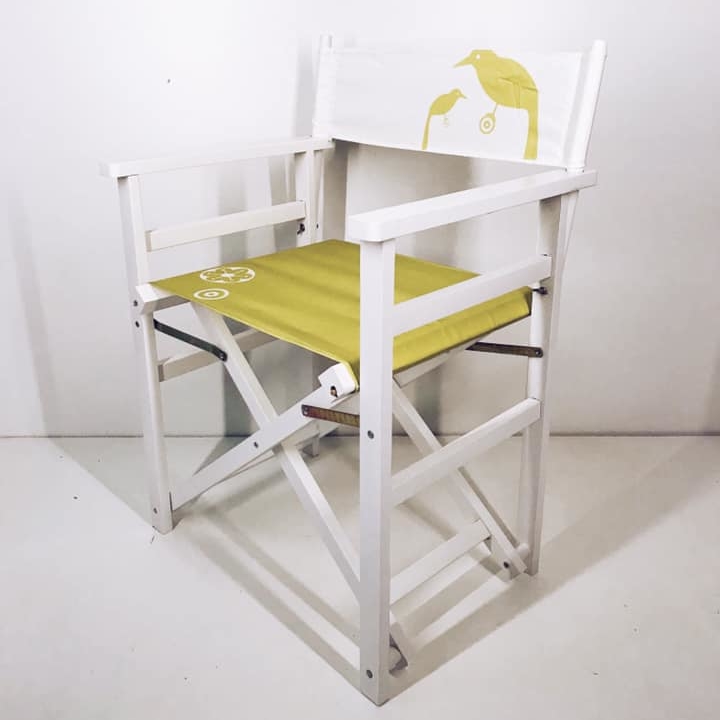 Стілець садовий розкладний білий/жовтий ST-074