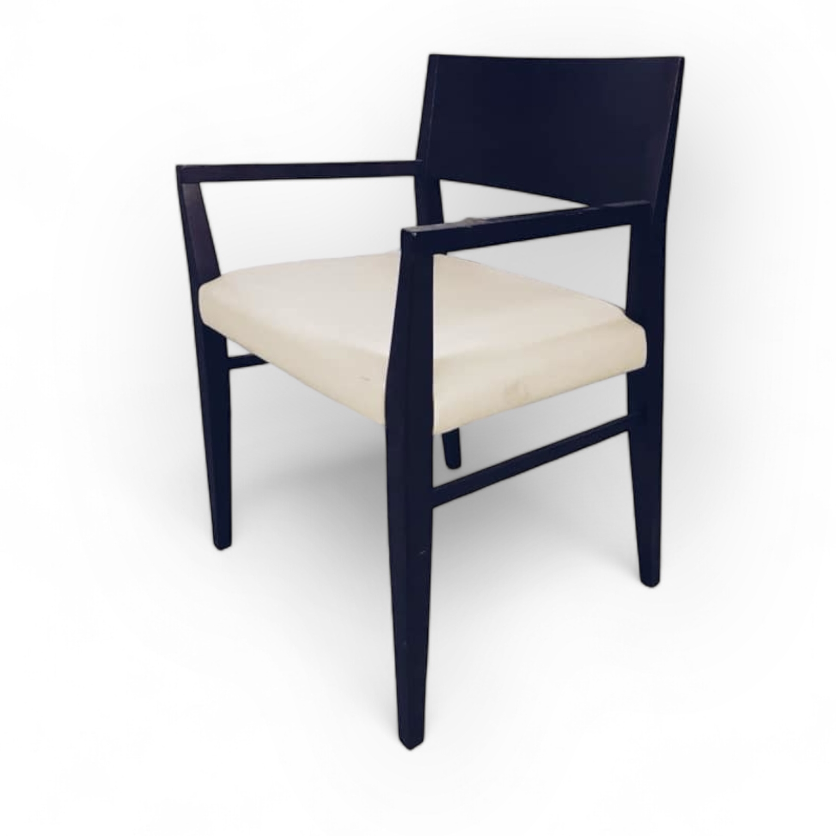 Стілець масивний з бильцями чорний/беж дерево/шкіра ST-057