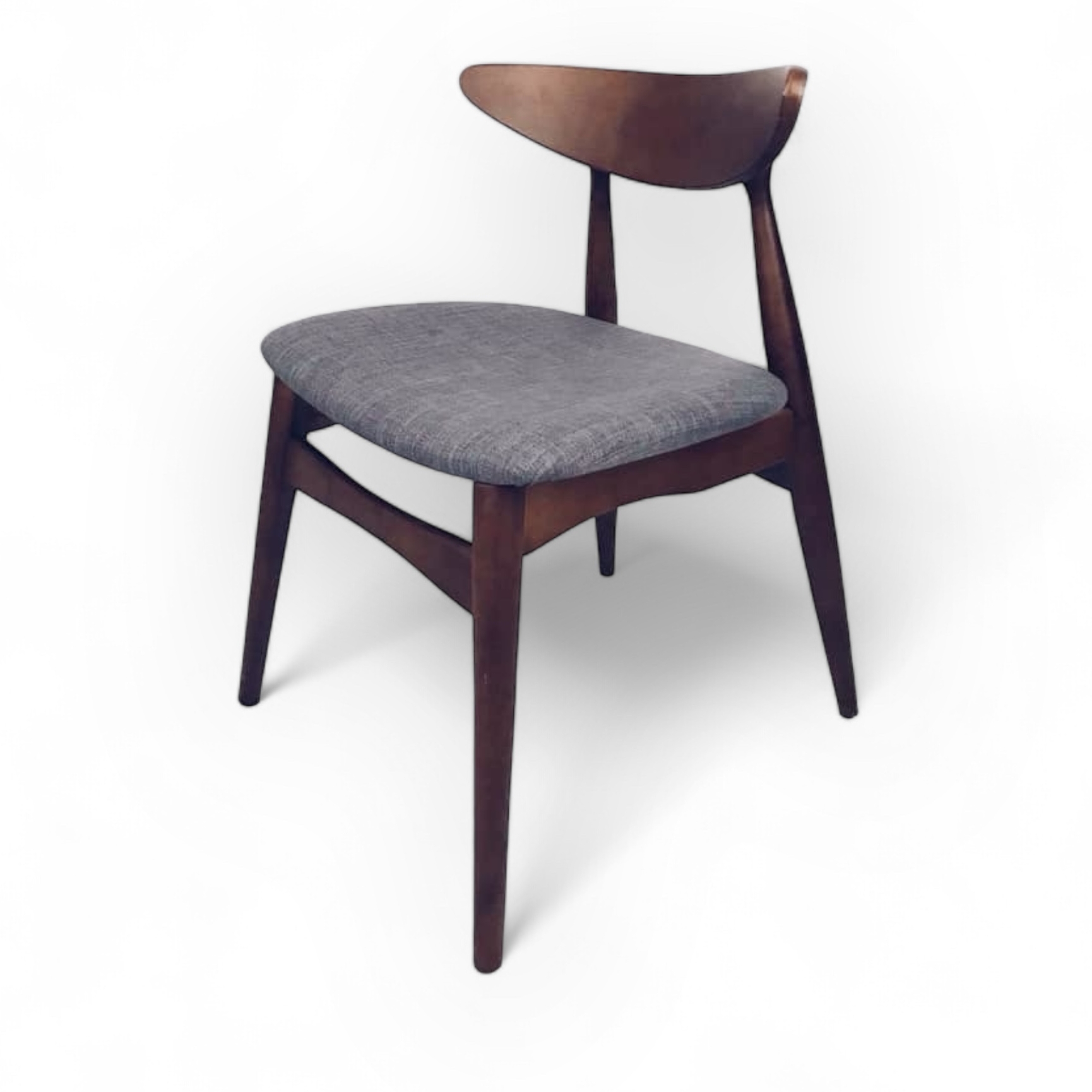 Стілець обідній в ретро стилі темне дерево/сіра обивка ST-047