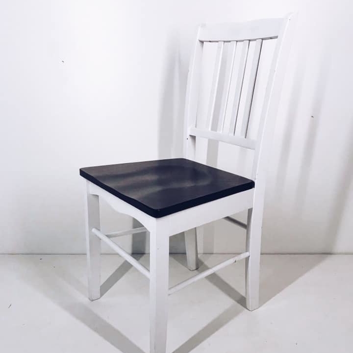 Стілець обідній білий/коричневий дерево ST-043