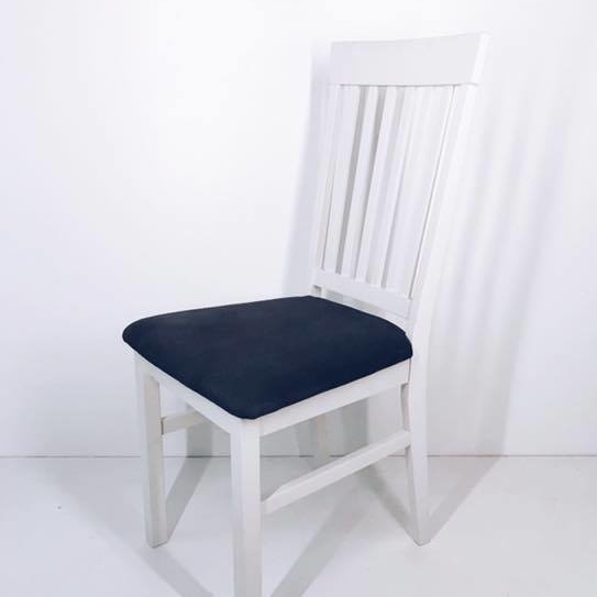 Стілець обідній білий/сіра обивка ST-037