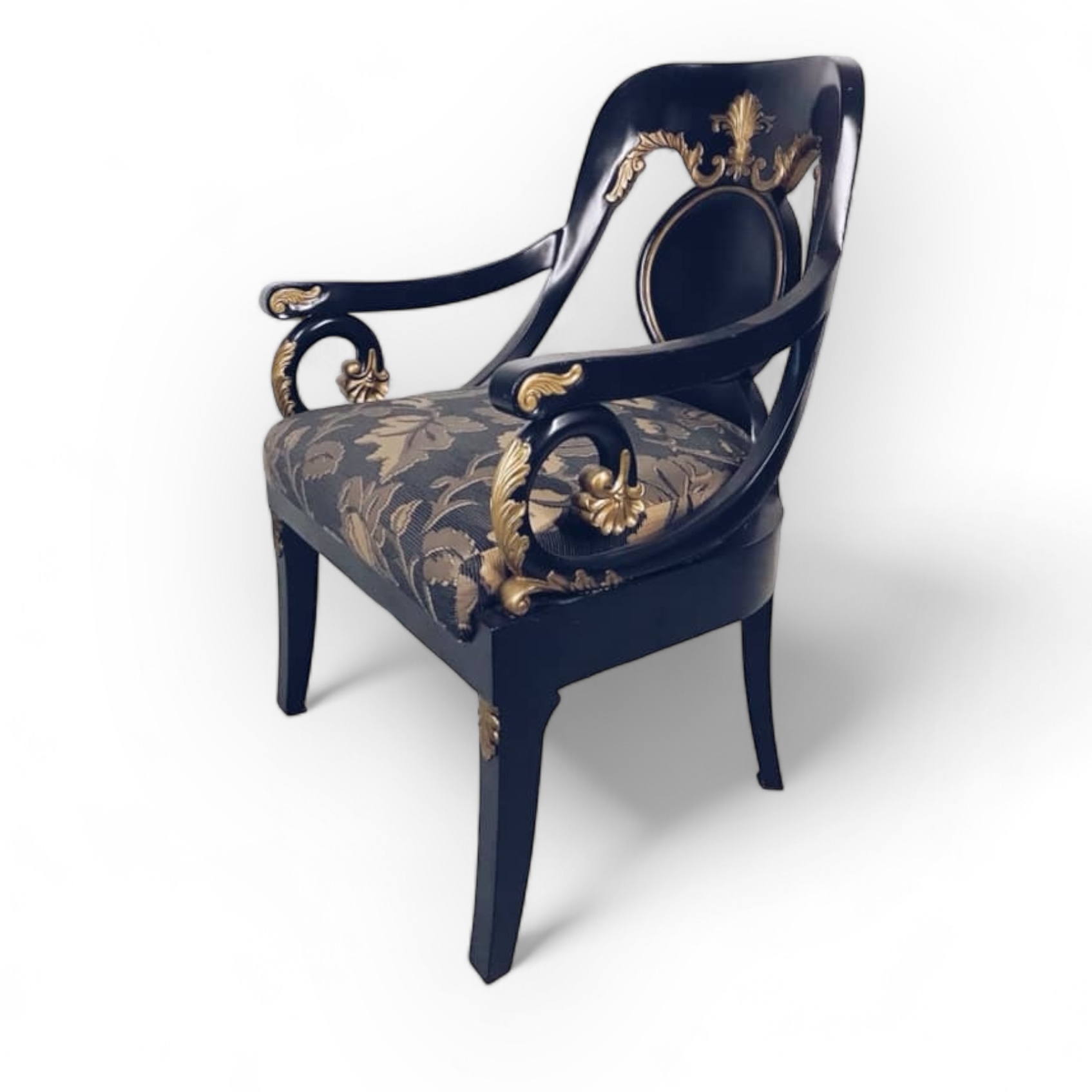 Стілець з бильцями і золотим декором чорний ST-065