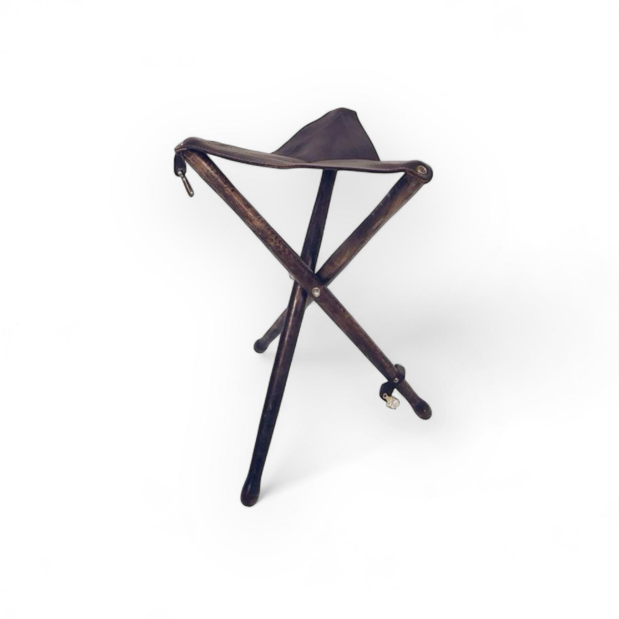 Табурет антикварний похідний дерево/шкіра ST-025