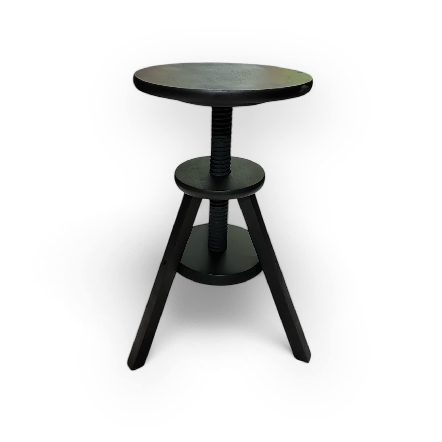 Табурет круглий гвинтовий чорний дерево ST-028