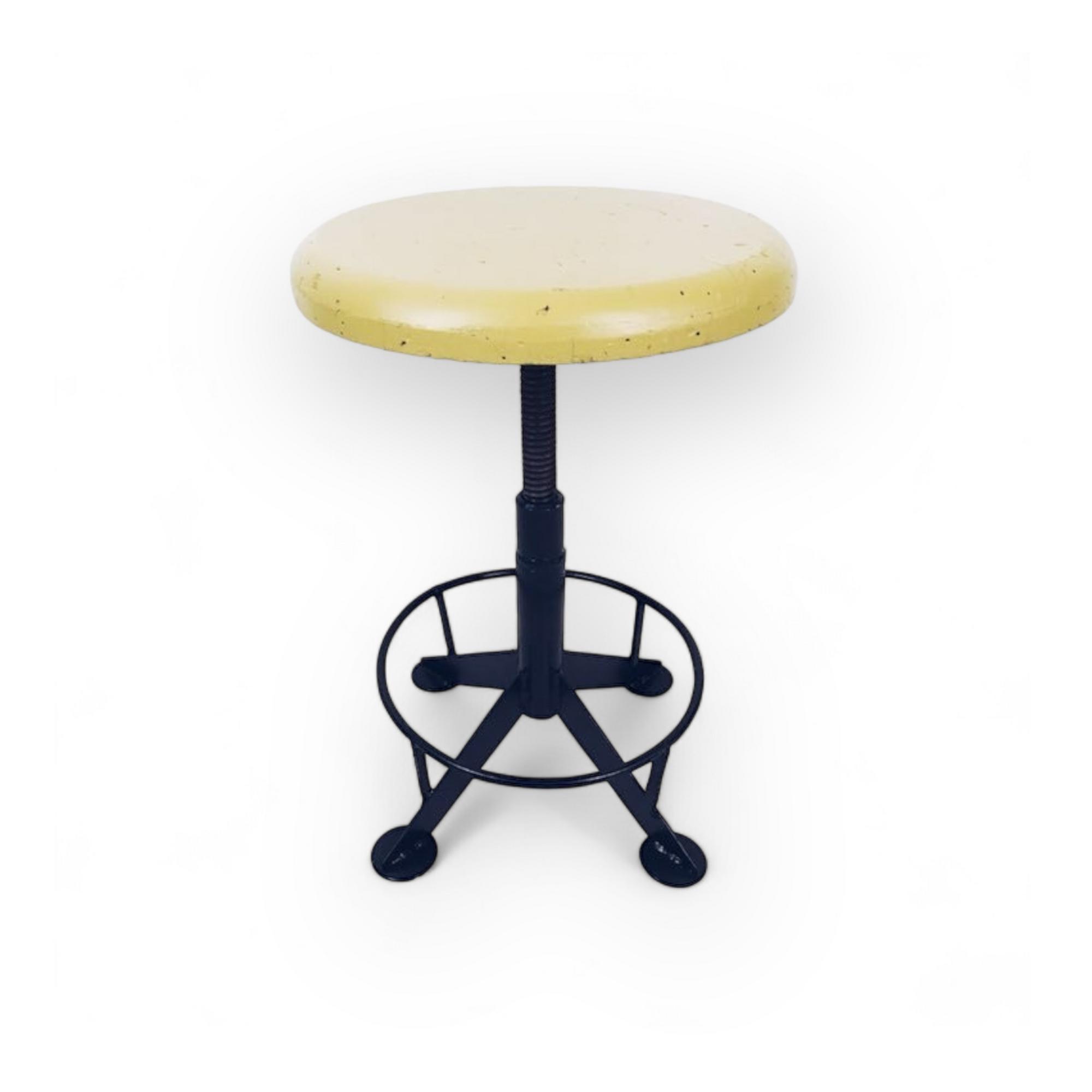 Табурет круглий промисловий обертовий метал/дерево чорний/жовтий ST-042