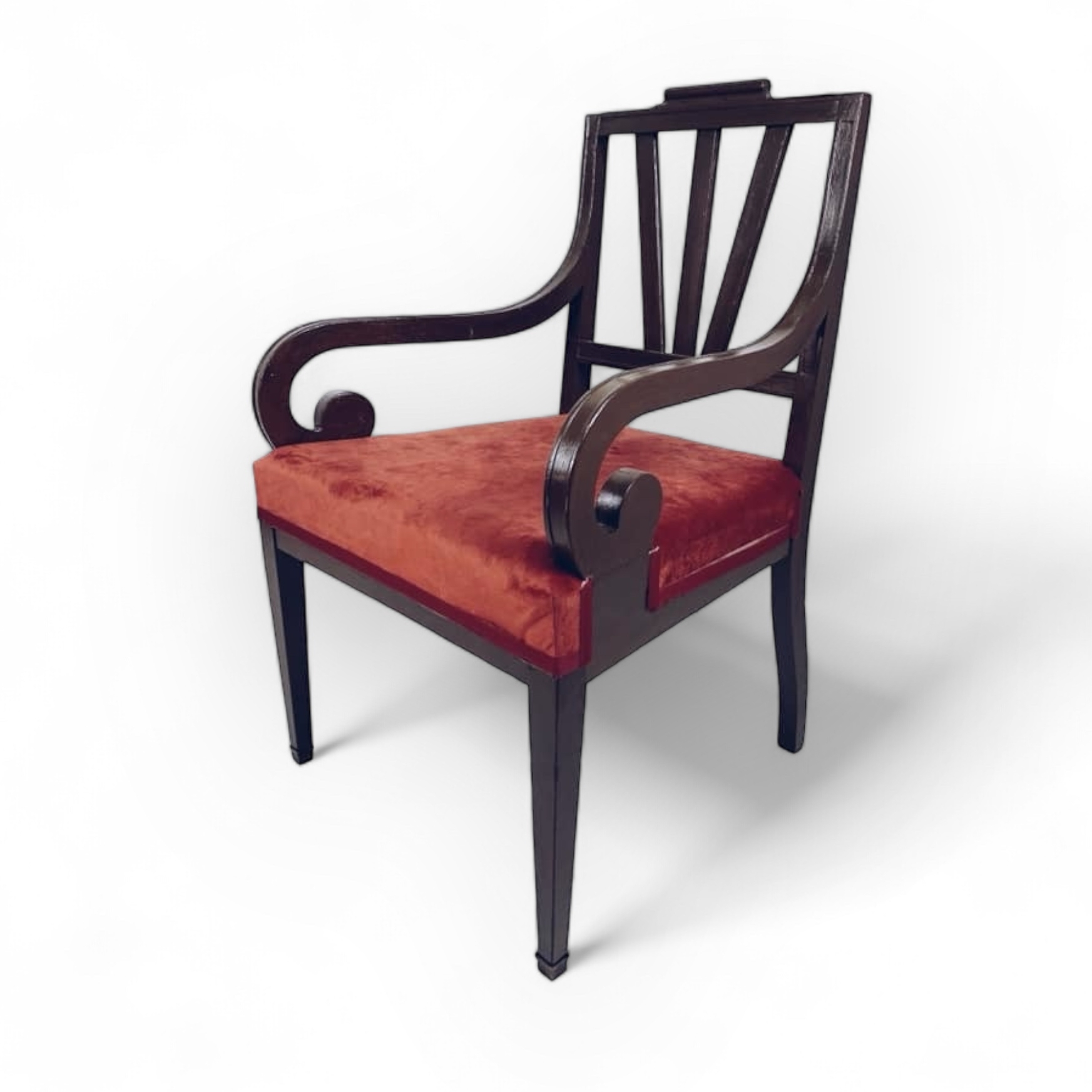 Стілець вінтаж з бильцями т-дерево/велюр бордо ST-089