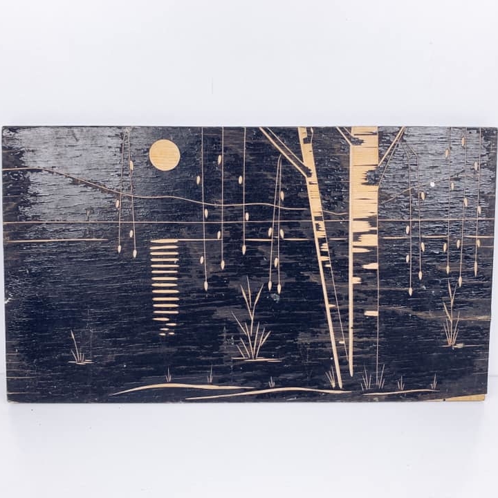 Панно пейзаж чорний дерево 70-і рр AR-432