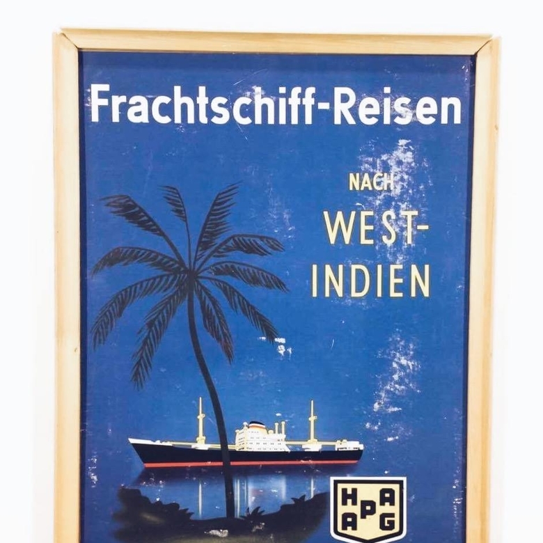 Постер вінтаж Hamburg-Amerika Linie рамка св-дерево AR-104