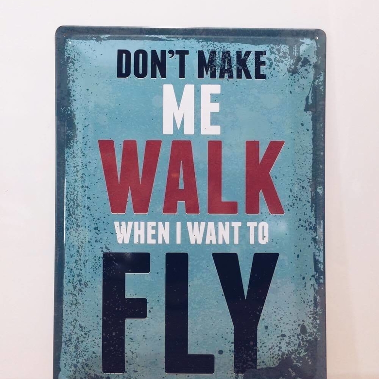 Постер текстовий ретро блакитний метал AR-163