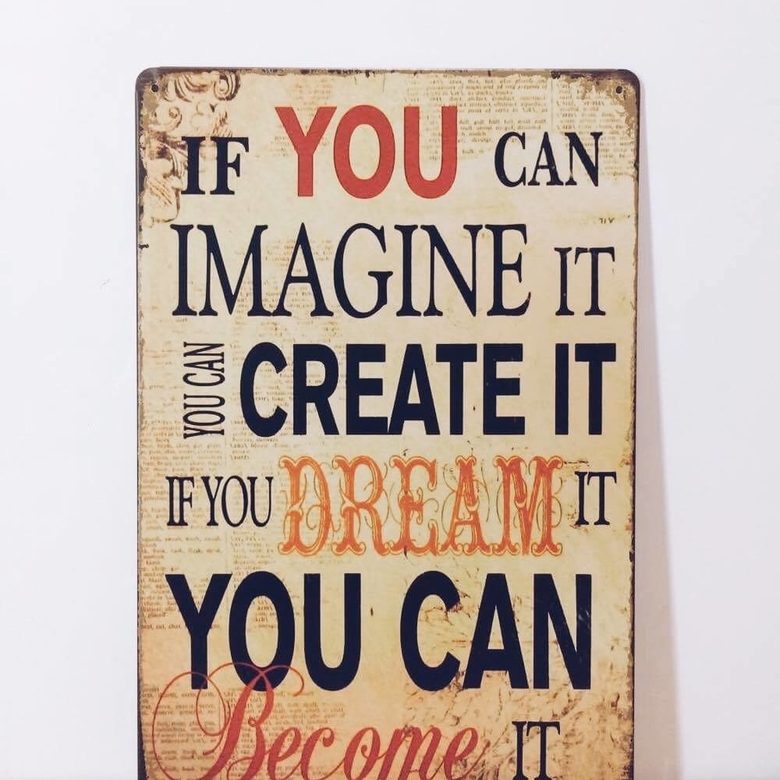 Постер текстовий ретро беж метал AR-194