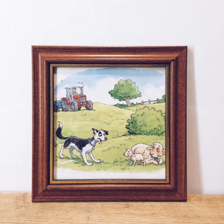 Малюнок "Пес, вівці, трактор" в рамці AR-224
