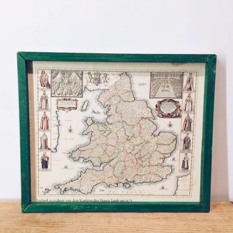 Мапа (7 варіантів) вінтаж рама зелена дерево AR-253