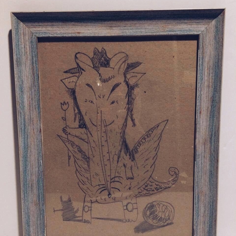 Графіка "Дивний звір" крафт рамка дерево AR-081