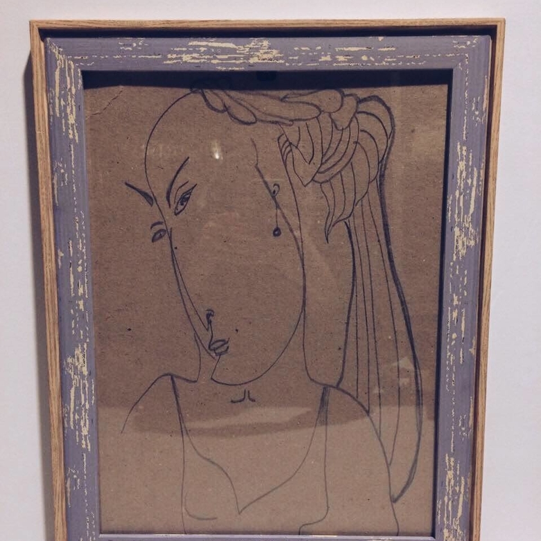 Графіка "Портрет дівчини" крафт рамка дерево AR-082