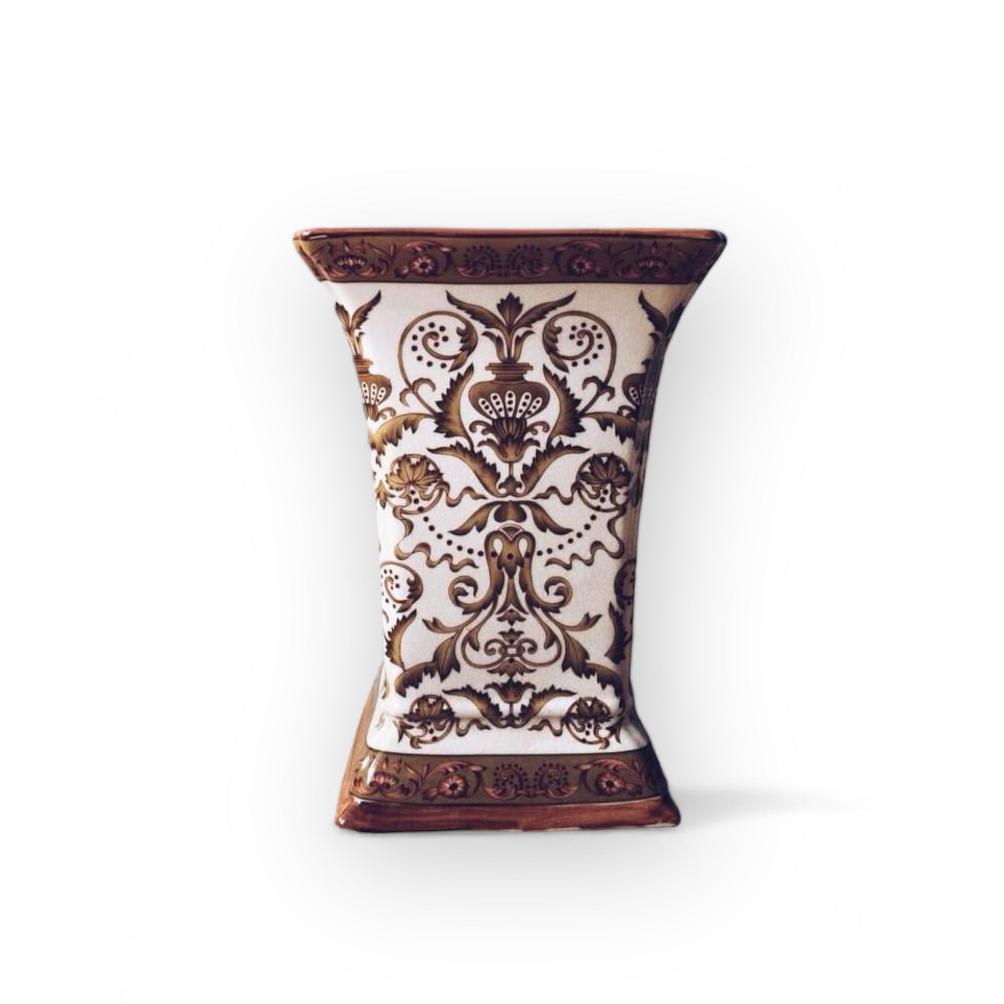 Ваза к коричневими візерунками кераміка VA-017