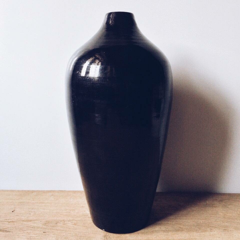 Ваза чорна 40 бамбук/лак VA-019