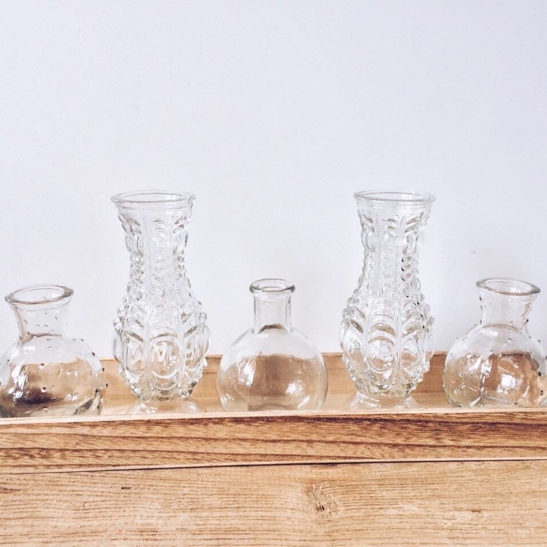 Малі вази на підставці скло/дерево VA-070