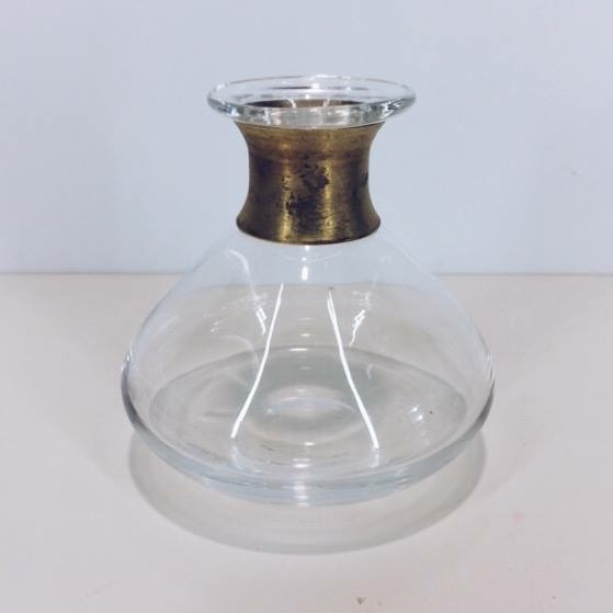 Ваза мала з золотим кільцем прозоре скло VA-092