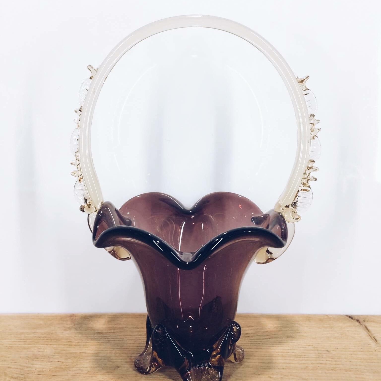 Ваза-кошик вінтаж скло фіолет VA-100