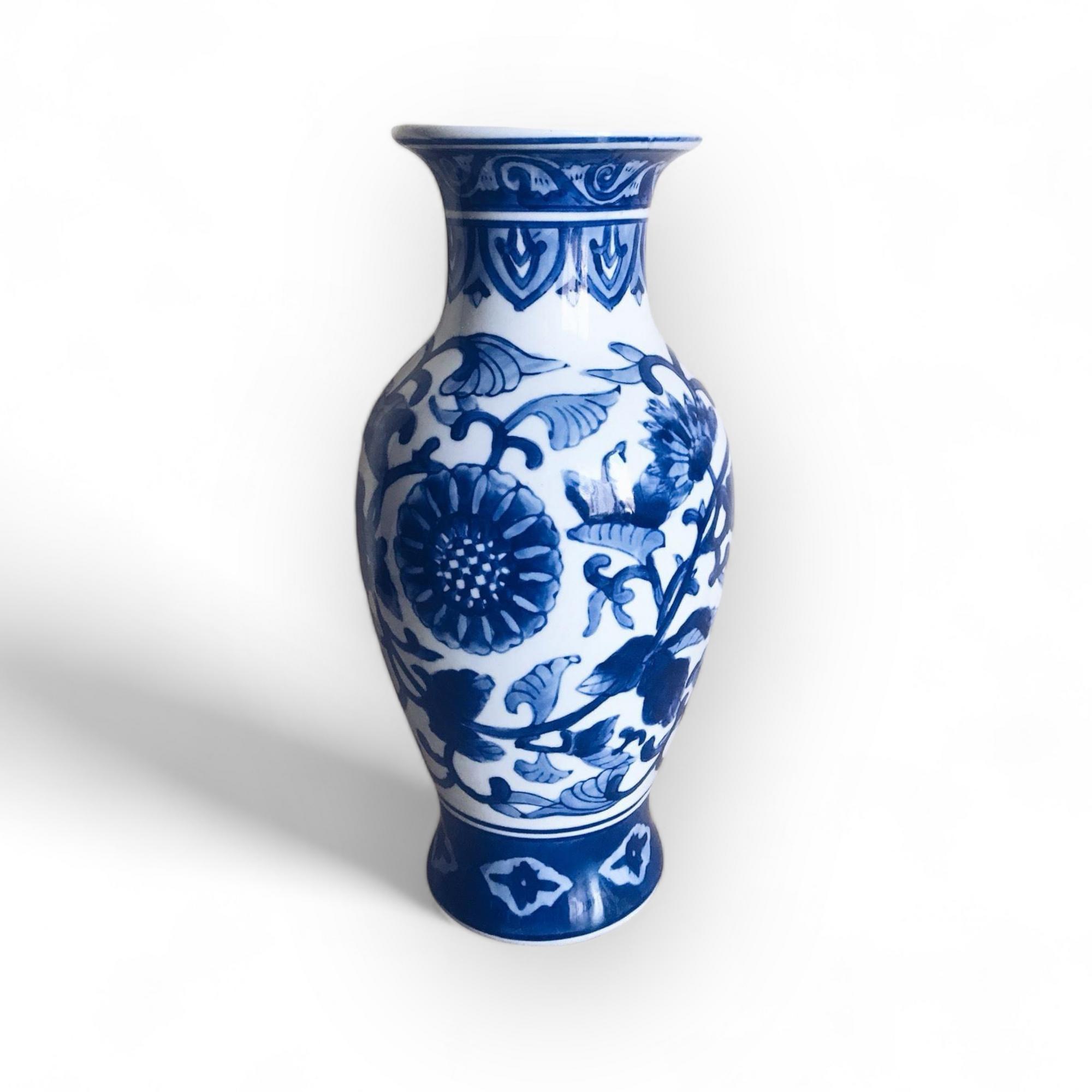 Ваза #12 "китай" порцеляна синій розпис VA-220