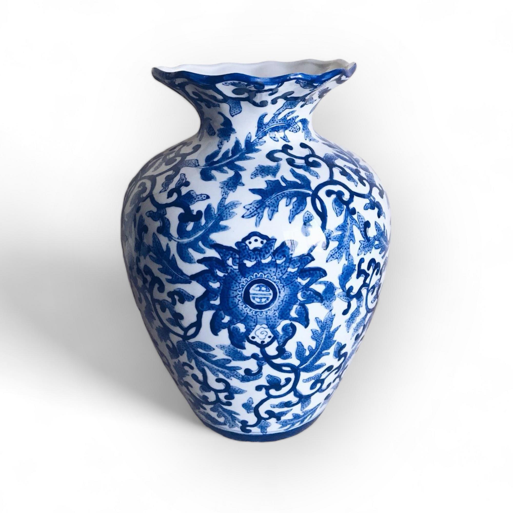 Ваза #9 "китай" порцеляна синій розпис VA-225