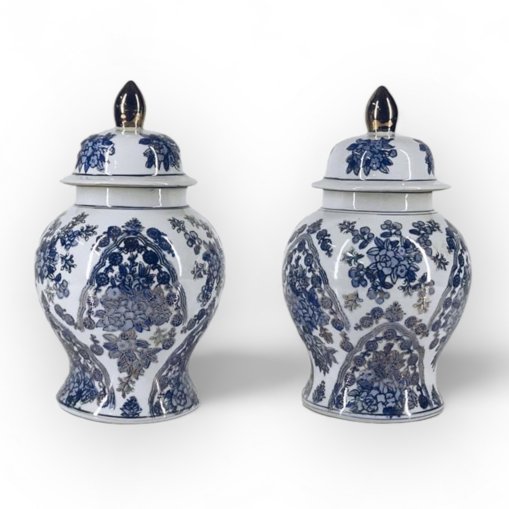 Ваза-імбирна банка порцеляна кобальт/золото VA-246